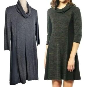 Anthropologie Saturday Sunday Mixed Media Cowl Neck Dress Gray Sz M